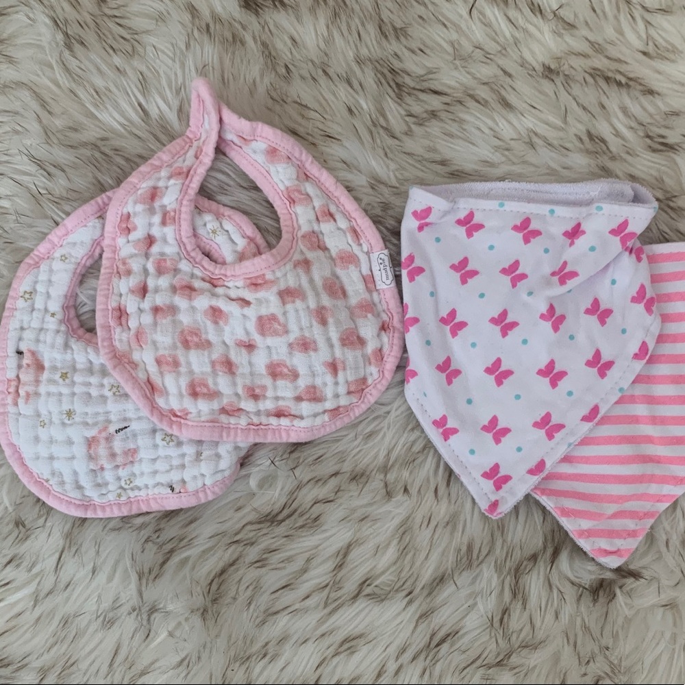 4 Baby Girl Bibs